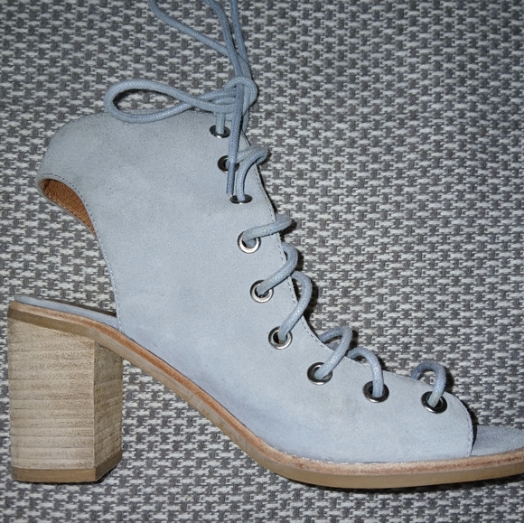 Jeffrey Campbell for Free People Laceup Open Heel Bootie Chunky Heel Sz 6.5 - Picture 6 of 13